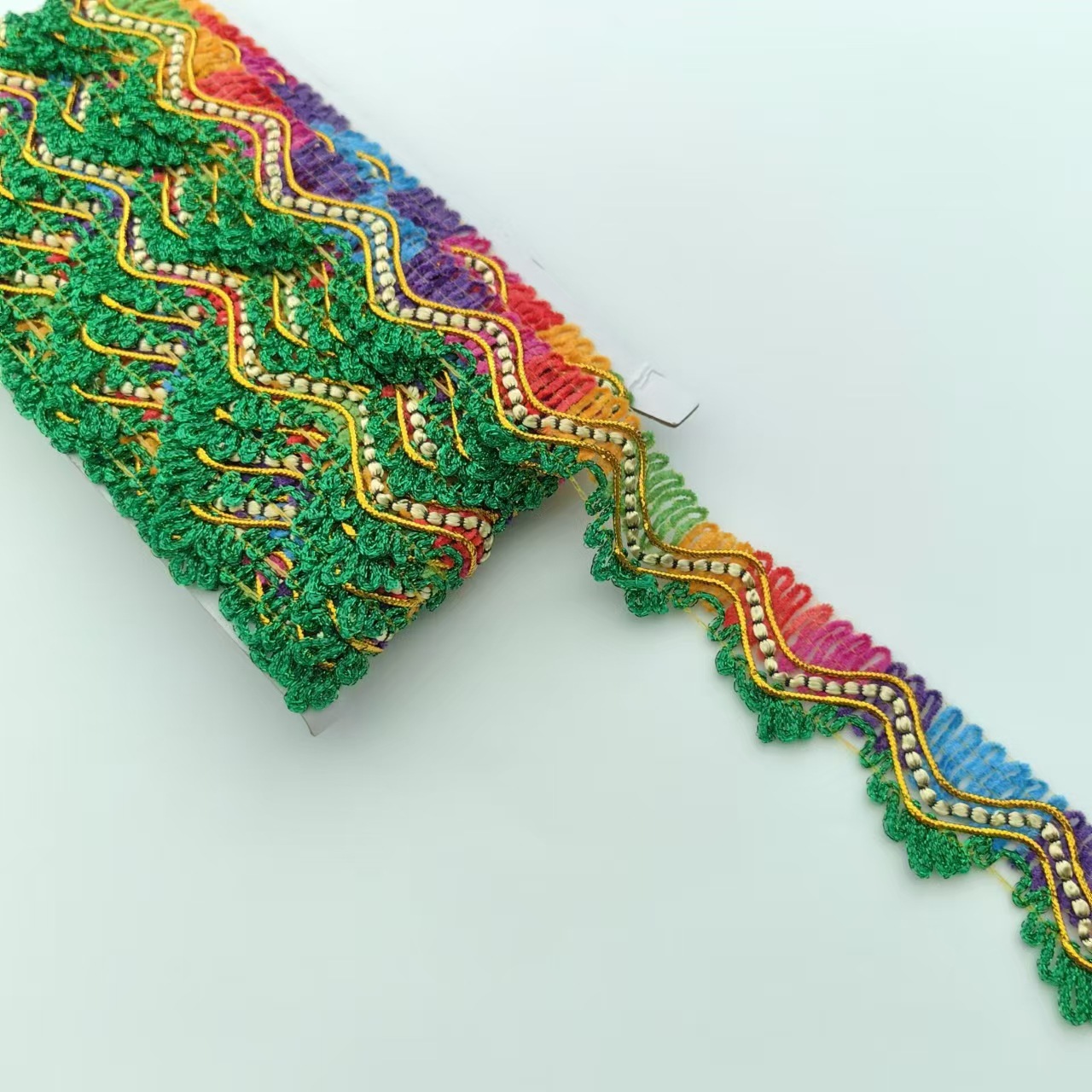 Hecho a mano DIY colorido triángulo de seda dorada lentejuelas hecho a mano Festival del medio otoño de encaje de torre plegable camión grande bolso superior encaje sala budista