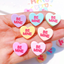 树脂配件DIY饰品手机美容贴片儿童头饰发夹BE MINE爱心哑光跨境