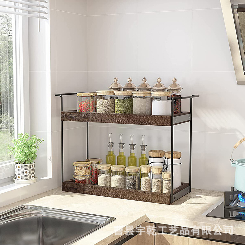 Bathroom Storage Rack Kitchen Spice Tank Storage Rack Multi-layer Vertical Iron Layered Vegetable Rack Double-layer Storage Rack