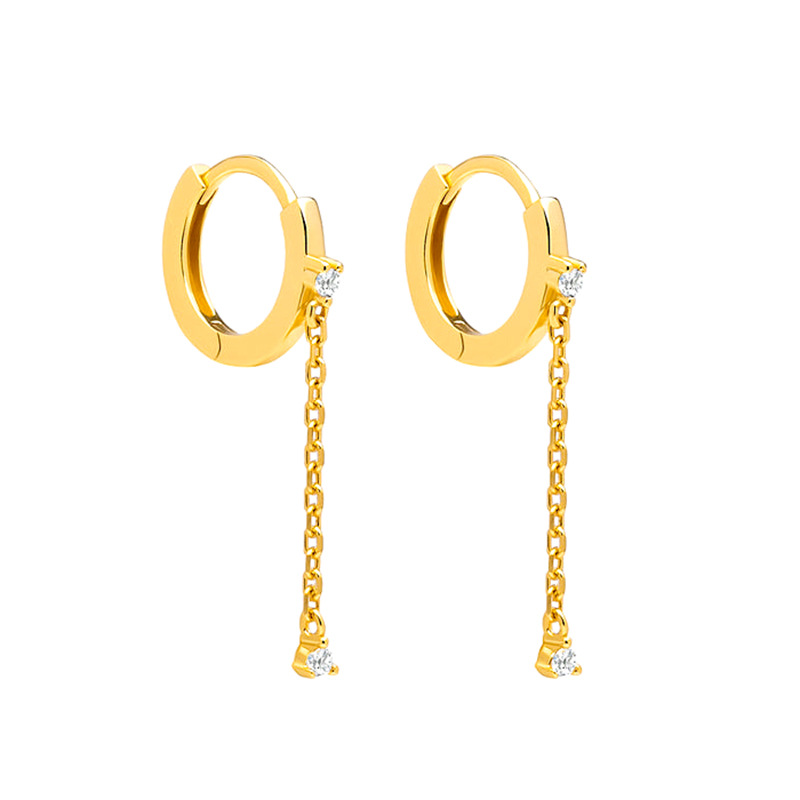 Simple Style Geometric Copper Drop Earrings Plating Zircon Copper Earrings