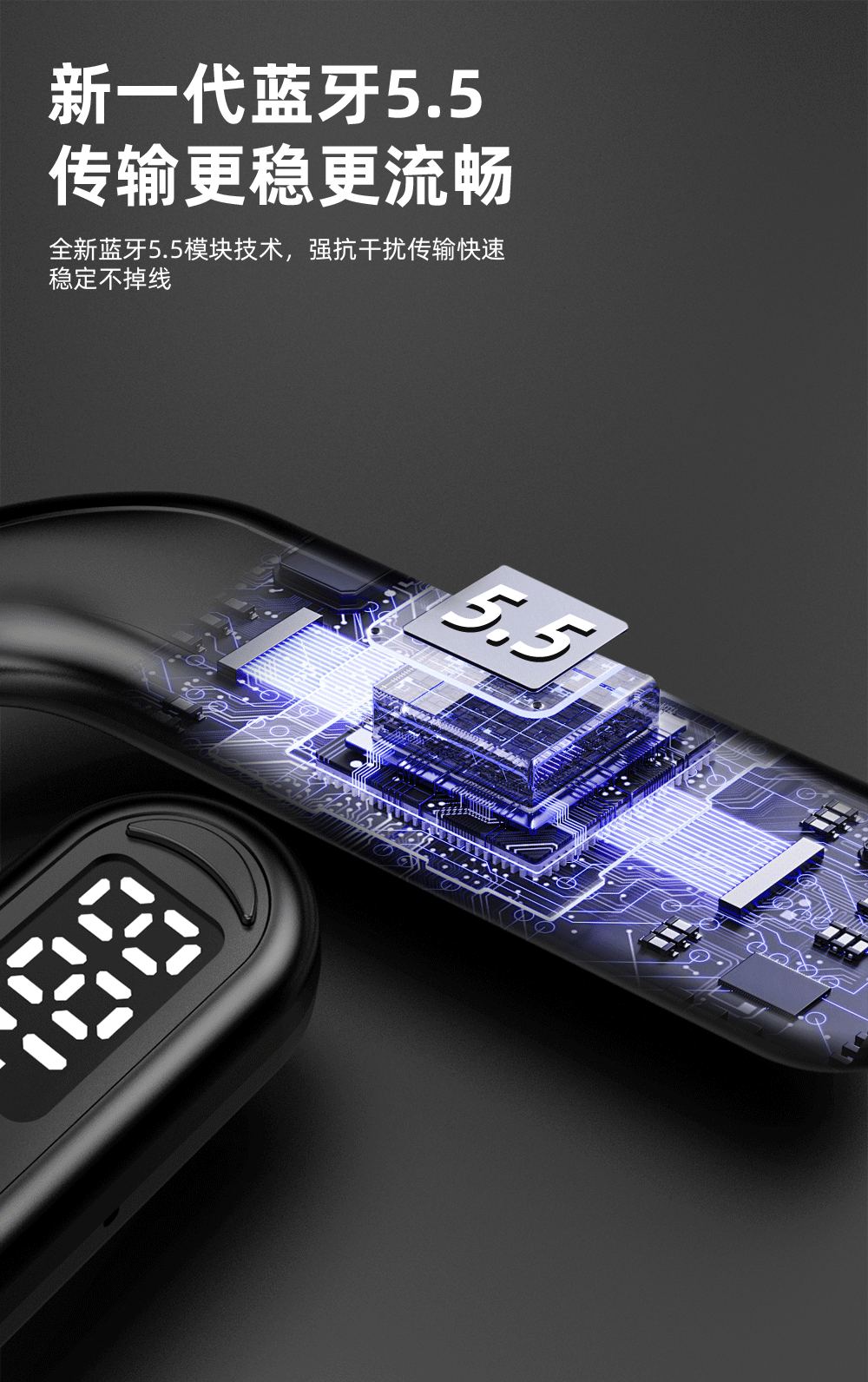 Grenzüberschreitender E-Commerce Bestseller Bluetooth-Kopfhörer mit austauschbarem Akku, Ohrbügel-Design, Business-Grade HD-Anrufe, kabellos, kompatibel mit Apple und Android