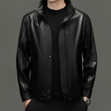 2025秋冬真皮油蜡牛皮时尚休闲商务男士潮流型男立领百搭外套