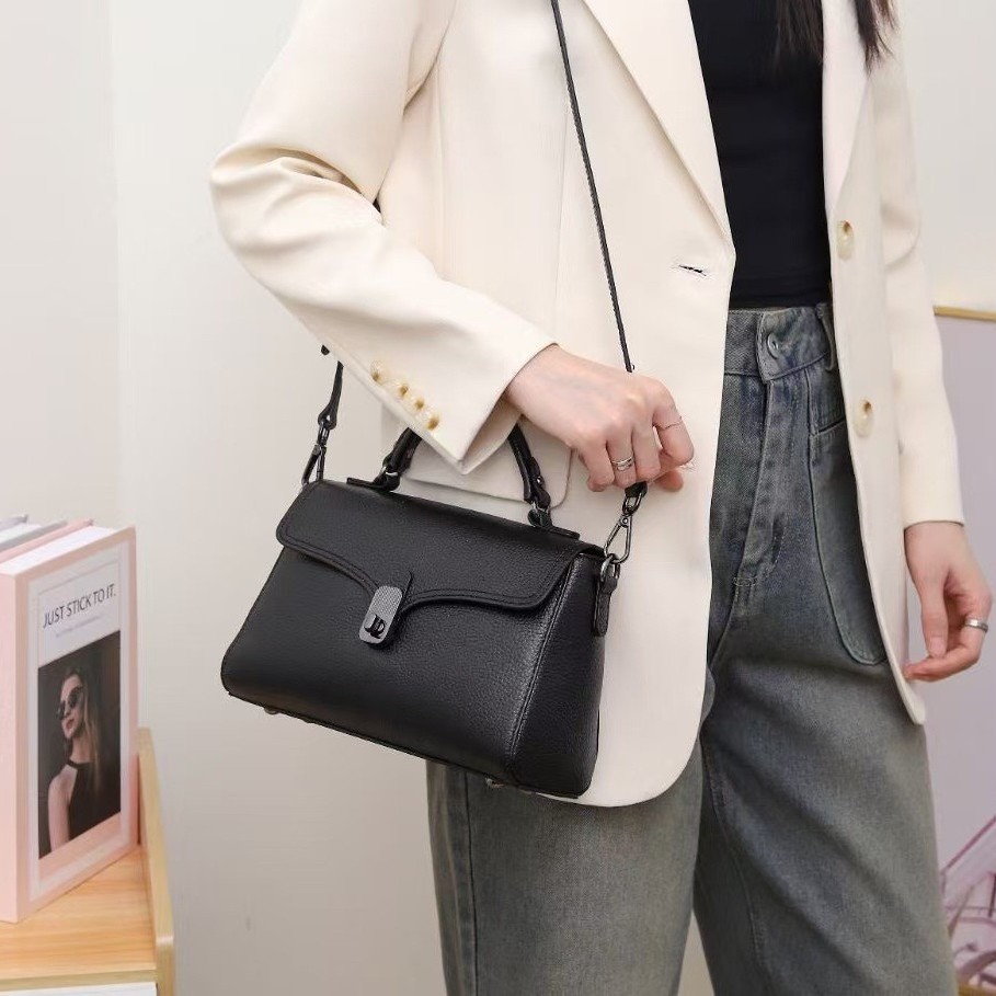 (2개) 탑 레이어 COWHIDE 핸드백 크로스 바디 백 유행 올 매치 여성 휴대용 어깨 가방 대용량 올 매치 작은 광장 가방
