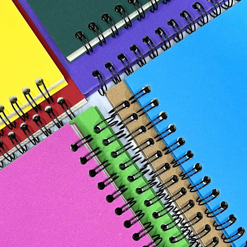Coil kraft paper notebook A5, 50–60 sheets, lined/blank/grid, multiple cover colors