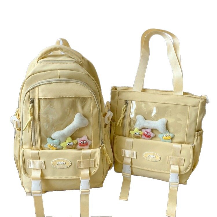 ランドセル 2点セット 新品 大容量 シンプル リュック 日本のキャンパス 万能 女の子 かわいい 高価値リュック|undefined