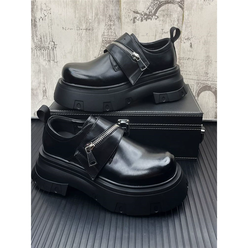 Европейская и американская мода атмосферные кожаные туфли с большой головой с толстой подошвы