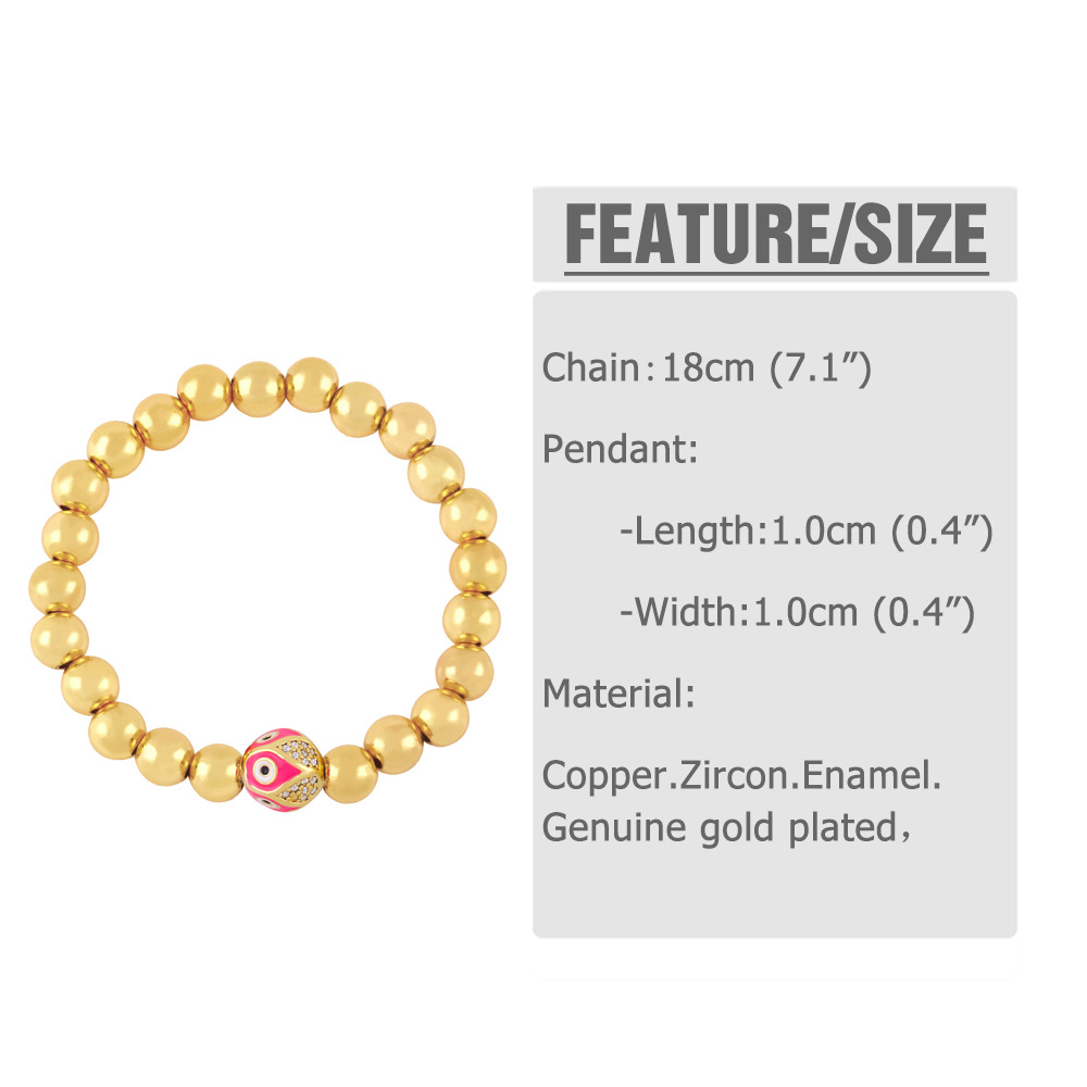 European and American glossy round beads devilu0027s eyes beaded elastic copper bracelet