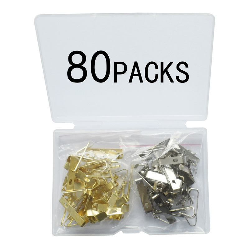 跨境30磅板钩金银双色40套组合装 木墙挂钩80只盒装 金属吊钩套装