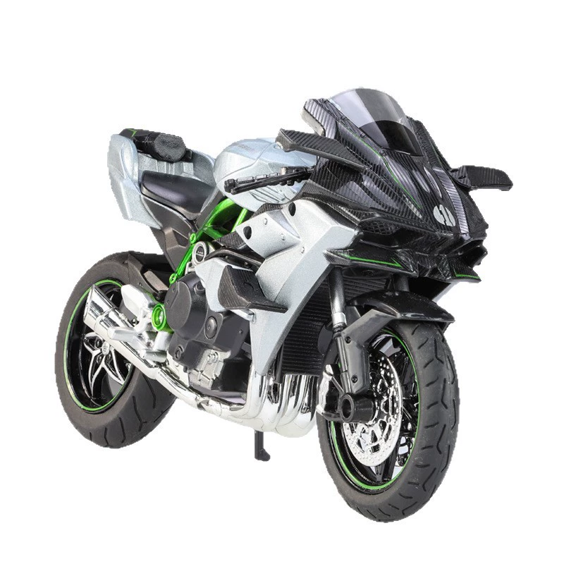 Kawasaki, мотоцикл, модель машины, металлическая игрушка со светом и музыкой, масштаб 1:12