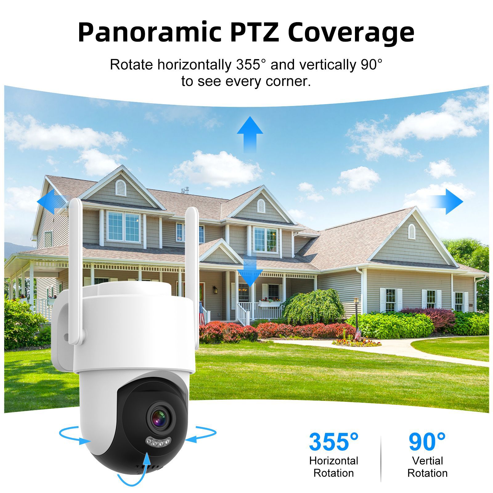 Cámara de Seguridad PTZ Inalámbrica 1.2 pulgadas de ABS Impermeable con Visión Nocturna HD para Interiores y Exteriores image 5