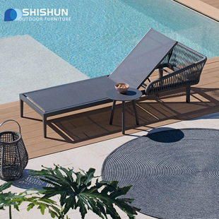 Outdoor Rope Swimming Pool Lounge Chair Courtyard Outdoor Sofa Lounge Chair Garden Courtyard Hotel Sunbathing Beach Bed