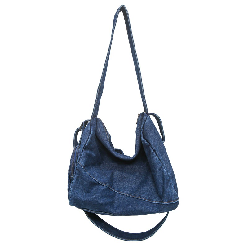 Denim one-shoulder bag, Japanese shopping bag, travel bag for leisure, cloth bag