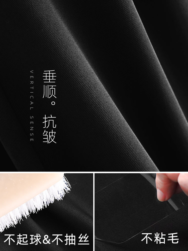Pantalones anchos abiertos pantalones rectos negros para mujer 2023 nueva versión delgada pantalones casuales de traje de primavera con micro-cuerno