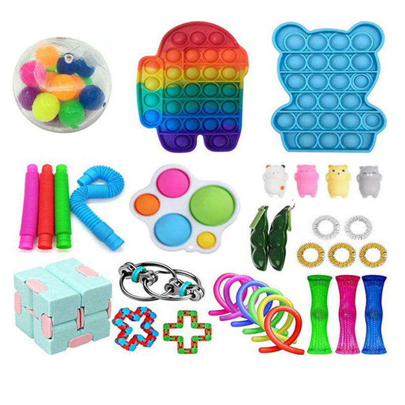 Cross-border Decompression Toy Set Adult Vent Decompression Rubik's Cube Squeeze Pinch Music Luminous Sticky Ball Toy