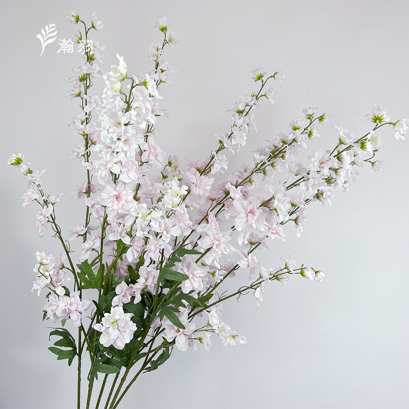 Flor de Delphinium Artificial de 3 Cabezas de Flores de Seda para Arreglos Florales y Escritorio image 8