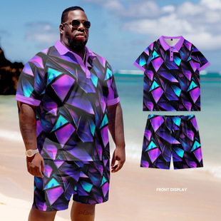Spring and summer Europe and the United States POLO suit short sleeve men's 3D digital printing plus size daily cross-border foreign trade high street leisure