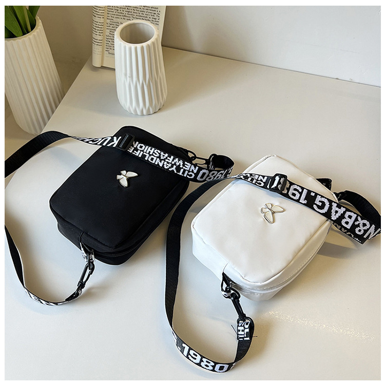wholesale elegant butterfly simple small bag women's nylon cloth wide shoulder strap underarm bag casual shoulder solid color crossbody bag undefined