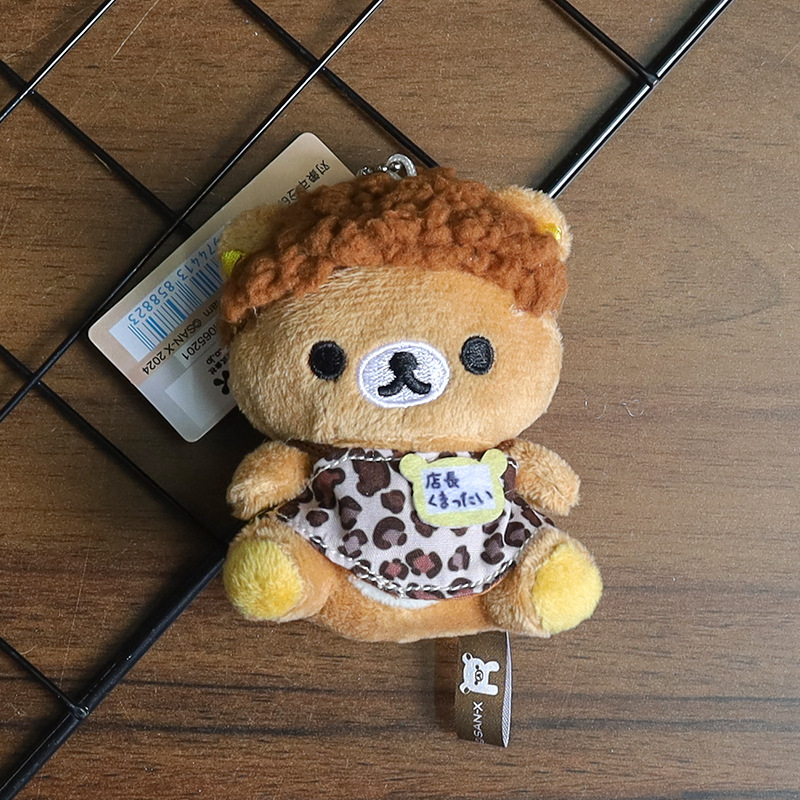 日系リラックマ20周年デパート店長ストラップ人形かわいい熊ミニぬいぐるみリュックサック飾り