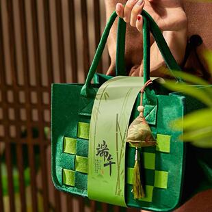 2025 New Felt Bag Dragon Boat Festival High-end Zongzi Packaging Box Hand Gift Salted Duck Egg Pastry Hand-held Gift Bag