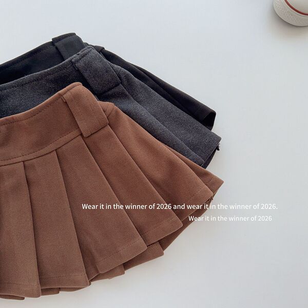 Children's demi-season woolen pleated skirt