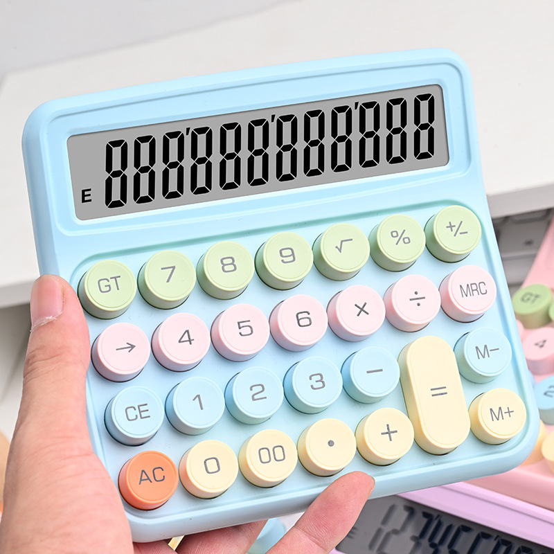 Calculadora de teclado de color de dopamina Calculadora mecánica de oficina de alto valor de 12 bits computadora de oficina