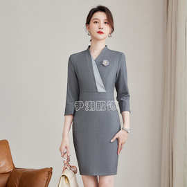 东航空姐职业装西服酒店前台服务员礼仪接待气质大方西装连衣裙女