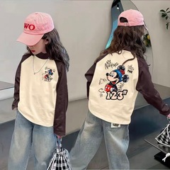 女童德绒打底衫秋冬装2025新款中大童半高领保暖内搭拼接撞色长袖