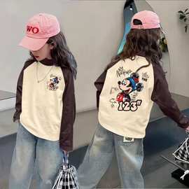 女童德绒打底衫秋冬装2025新款中大童半高领保暖内搭拼接撞色长袖