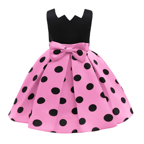 Little Girls' Dresses Retro Polka Dot Print Children's Skirts Christmas Kids' Clothing Party Performance Dress Evening Gown Princess Dress