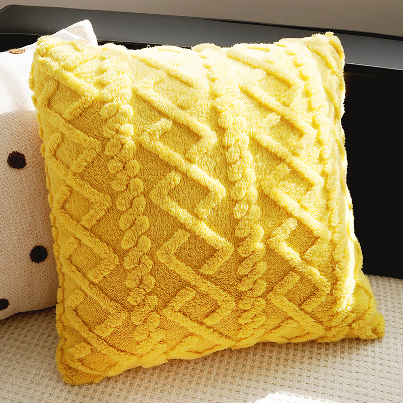 Funda de almohada individual de 45 x 45 cm cuadrada lingge de peluche amarillo