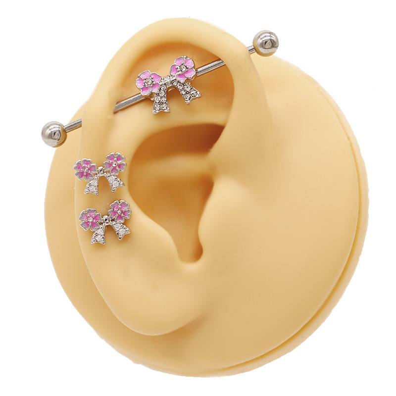 Pink Cherry Blossom Belly Button Ring Body Piercing Jewelry_voghion.com