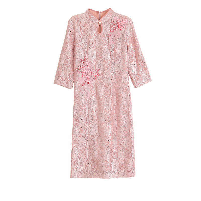 xxnz6618年轻喜婆婆婚宴装礼服裙2025秋季新款优雅拉链粉色连衣裙|undefined