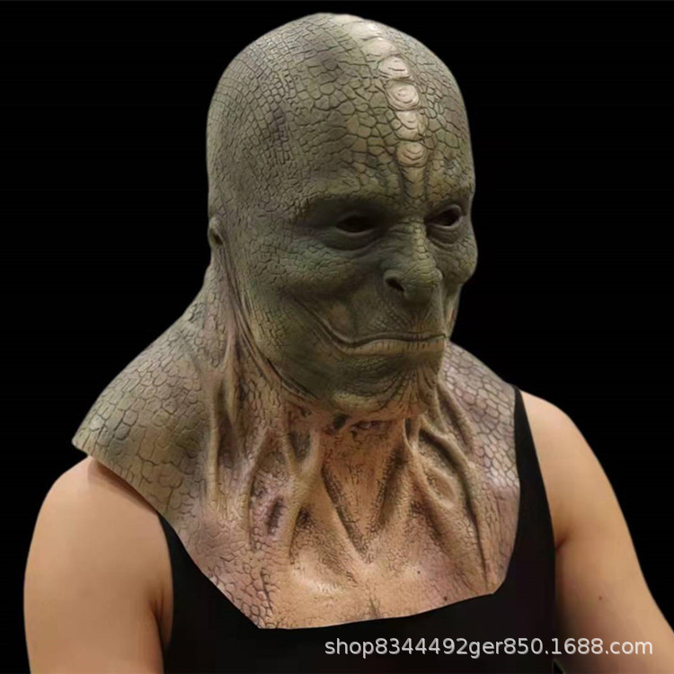 Halloween horror demonio fantasma cara máscara serpiente demonio lagarto realista sombrero divertido mal miedo rendimiento props