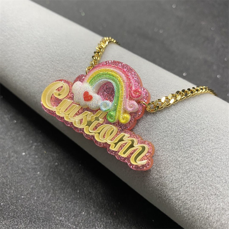 Personalisierte Acryl Buchstaben Kette Für Damen Und Kinder_voghion.com