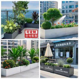 室外露台花箱阳台造景花槽加工户外不锈钢花箱室内长方形铁艺花架