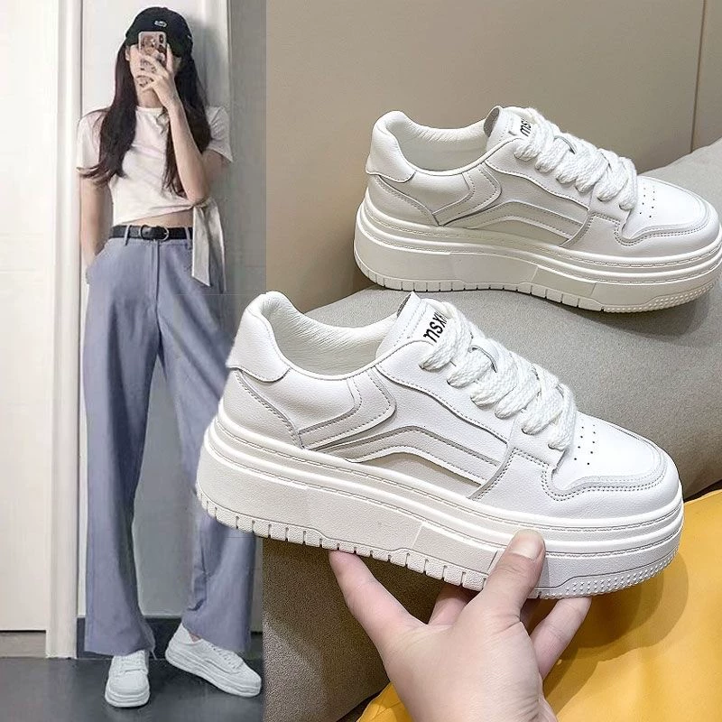 Популярная стильная парусиновая обувь на платформе, женская весна-осень 2023, новая Универсальная Повседневная Белая обувь, Студенческая спортивная обувь для досок, модная