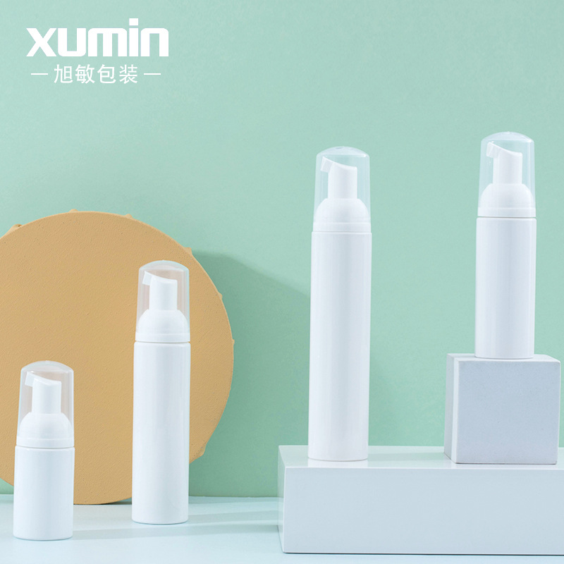 Xumin embalaje en stock botella de espuma de pequeña capacidad 40-60ml botella de espuma de sub-embalaje 80-100mL botella de mousse blanca