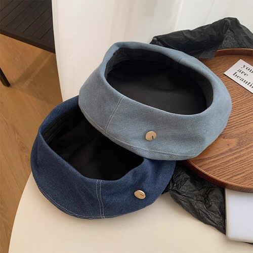Women's Summer Jeans Bucket Hat Korean Version Versatile Face-Smaller Artist Hat Large Circumference Hat Instagram Trendy