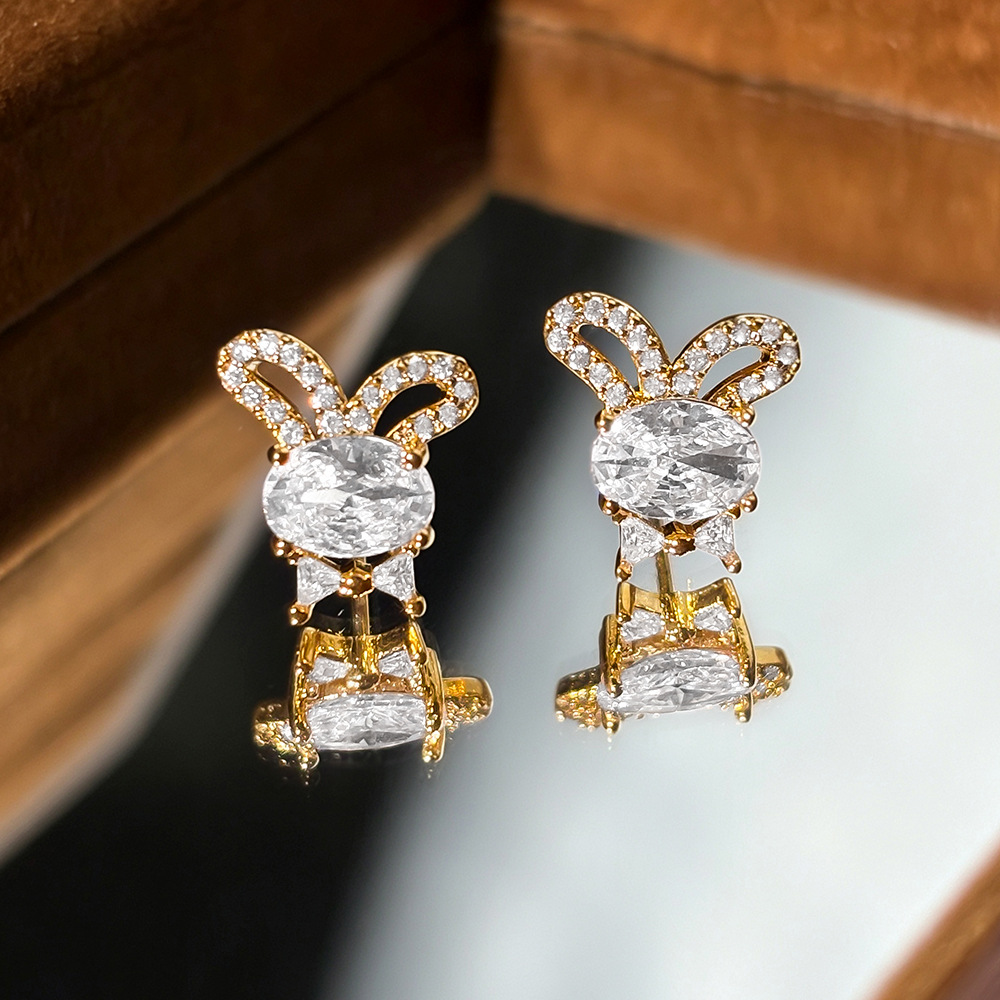 Cute elegant fashionable earrings with zircon
