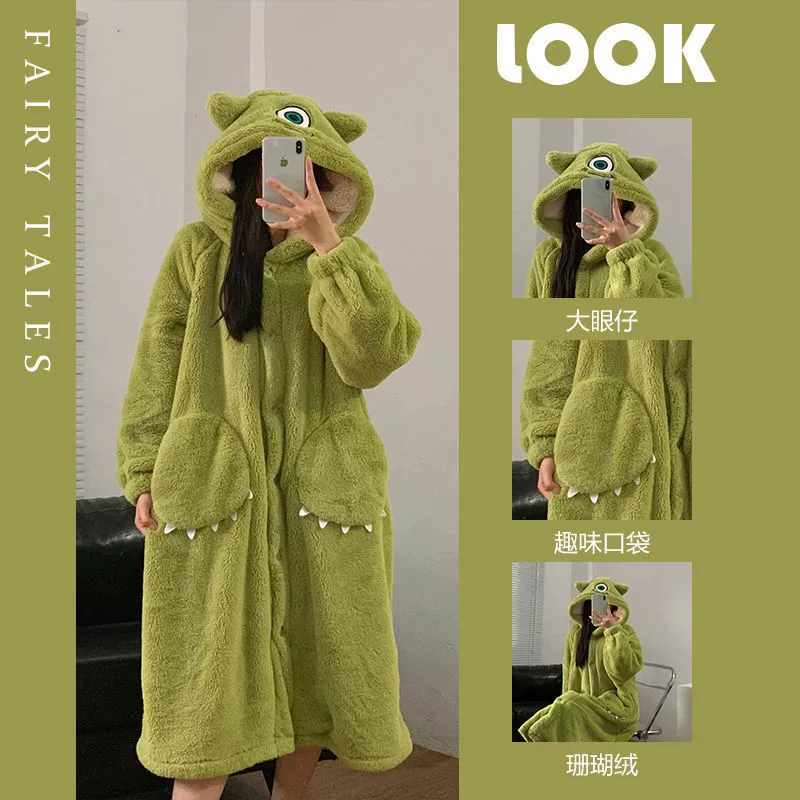 Костюм/халат мультфильм, коралловый бархат зимняя теплая пижама, 2025 год, интернет-знаменитость