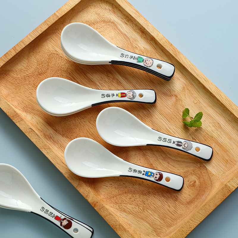 家族用スプーン 陶器製 親子 スプーン 親 親子姉妹 スープスプーン 可愛い ご飯スプーン 家庭用 スープ用スプーン 調理用スプーン スプーンセット 親子セット|undefined