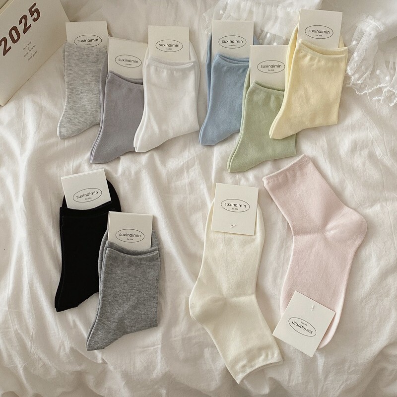 Spring and summer thin solid color socks for children ins trendy simple Morandi color summer short socks for women Zhuji wholesale