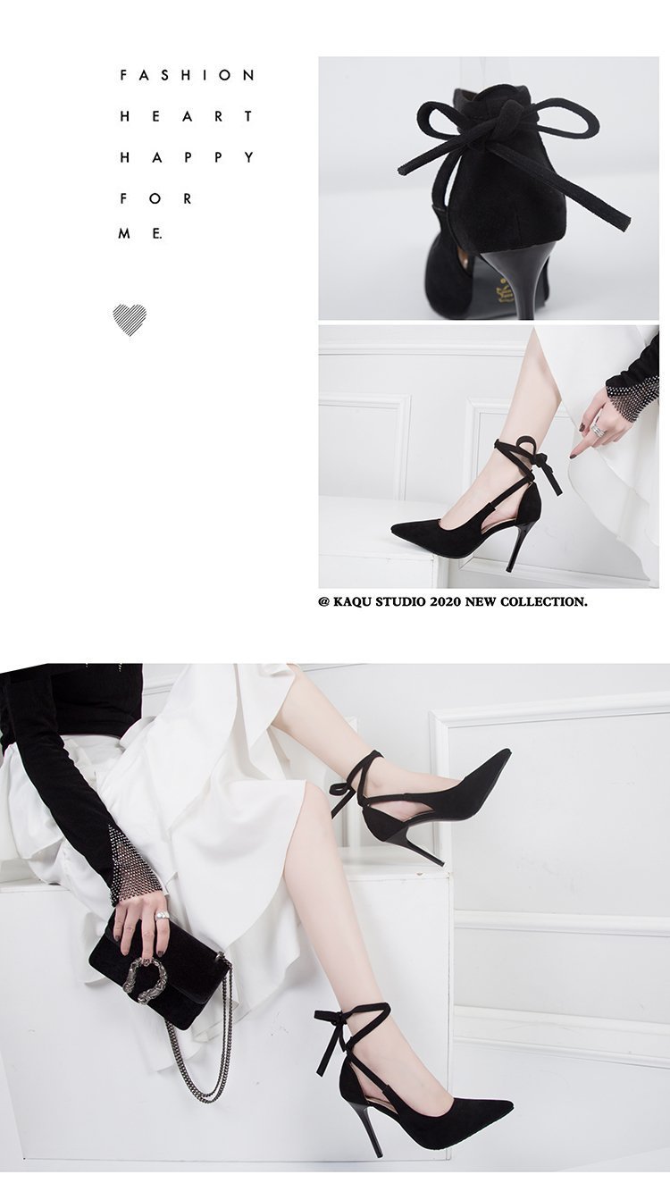 Wiosna/lato 2023 Nowe cienkie sandały na obcasie z sznurowadłami damskie koreańskie seksowne wysokie obcasy_voghion.com