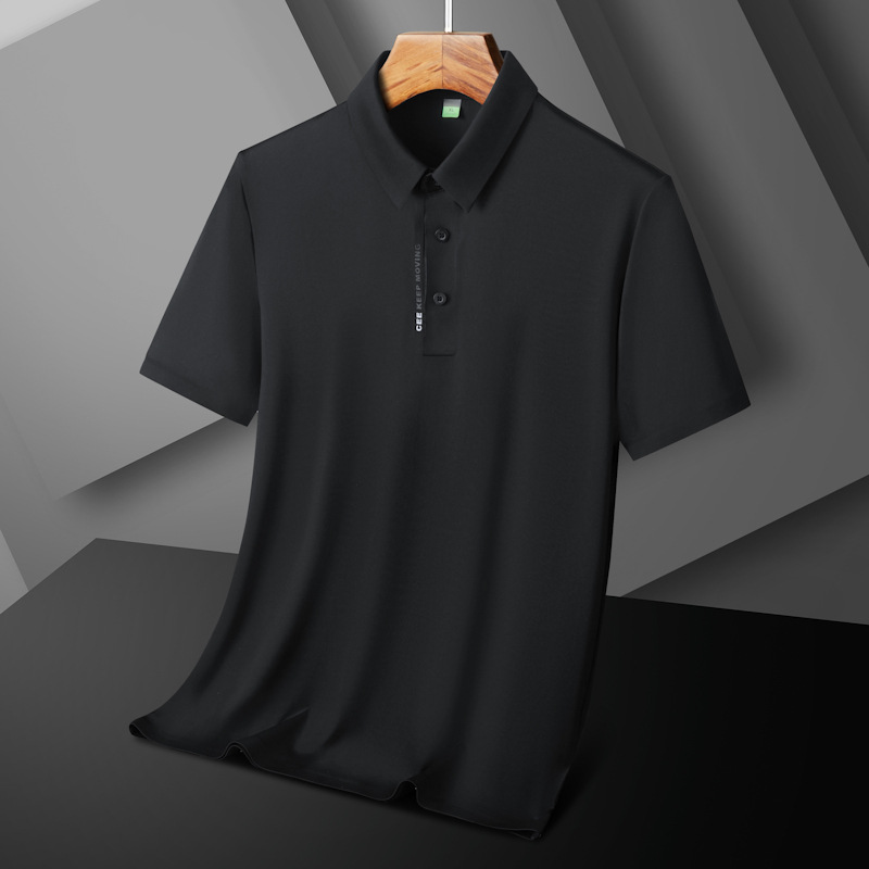 2024 hielo seda de secado rápido sin costuras polo de hombre de manga corta verano más grasa más talla camiseta de solapa gorda al por mayor