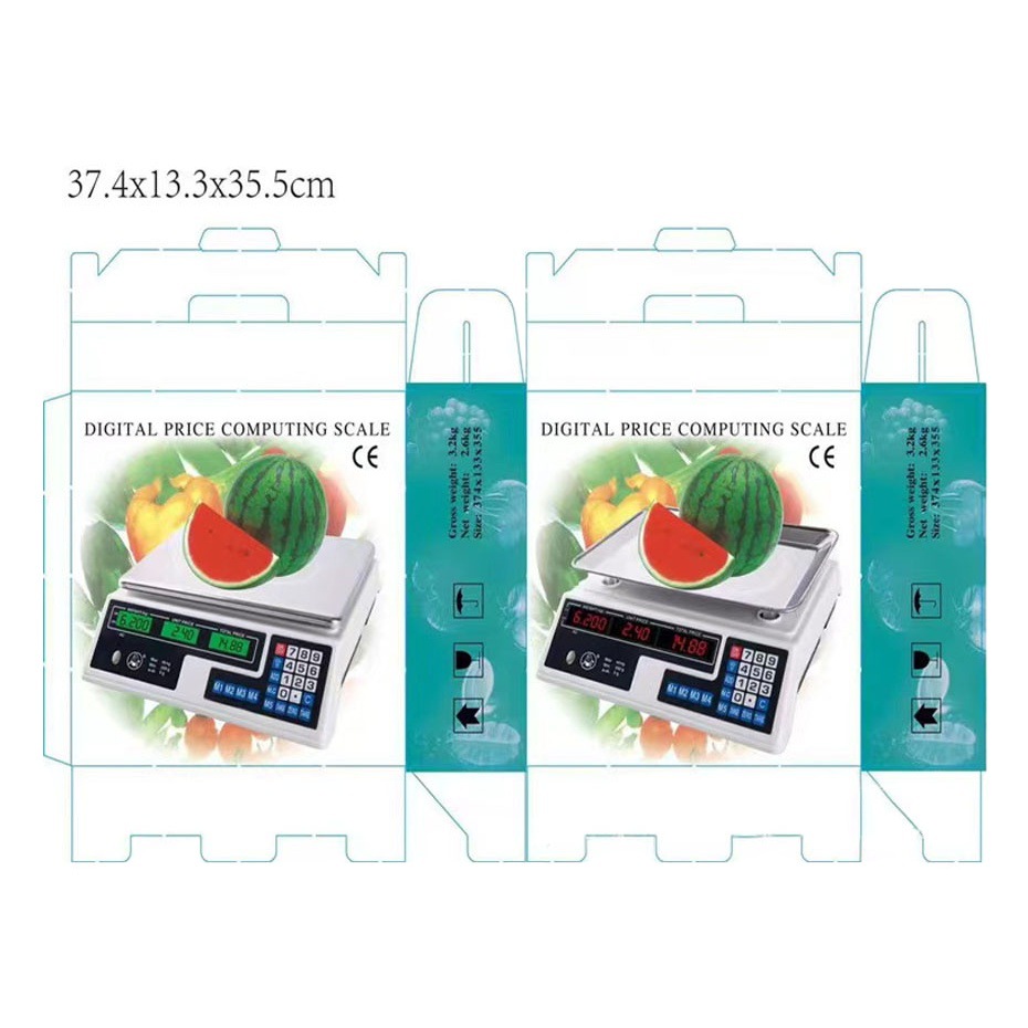 Báscula pequeña para banco, báscula digital estándar europea de exportación inglesa, báscula comercial de alta precisión para pesaje de verduras y frutas, 40kg
