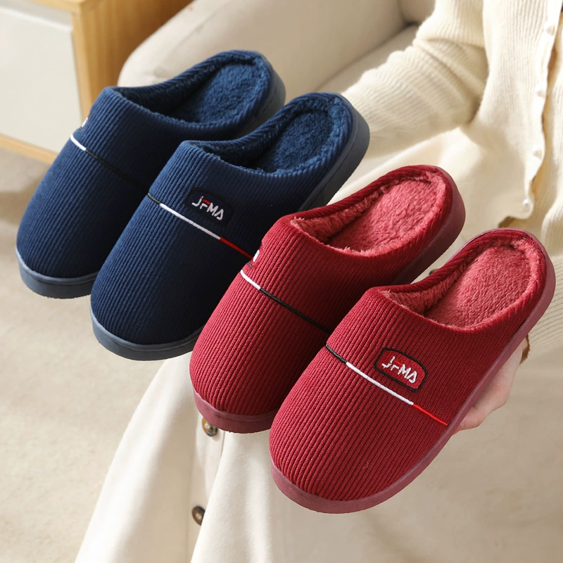 Осенне-зимняя комната плюс бархатные Нескользящие домашние тапочки для пар, мужские домашние хлопковые тапочки, женские тапочки оптом