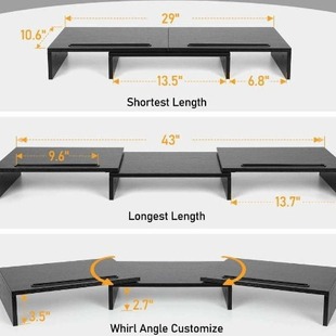 Computer Dual Monitor Stand Adjustable Computer Support Belt Plug in Dual Monitor Stand with Storage Screen Bracket