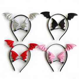 跨境万圣节头饰蝙蝠发夹发箍套装恶魔角搞怪鬼节配饰派对用品头箍