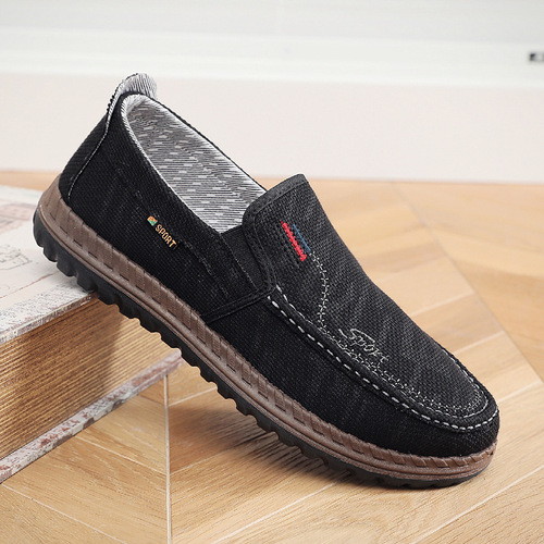 Old Beijing cloth shoes, men's casual shoes, breathable single shoes, dad shoes, spring and autumn soft soles, middle-aged and elderly slip-on shoes for the elderly
