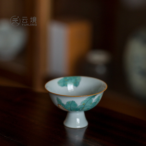 Retro hand-painted banana master cup underglaze color ceramic high-foot tea cup household kung fu tea set single cup